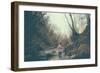 A Girl on a Boulder with Back to Camera-Clive Nolan-Framed Photographic Print