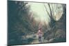 A Girl on a Boulder with Back to Camera-Clive Nolan-Mounted Photographic Print