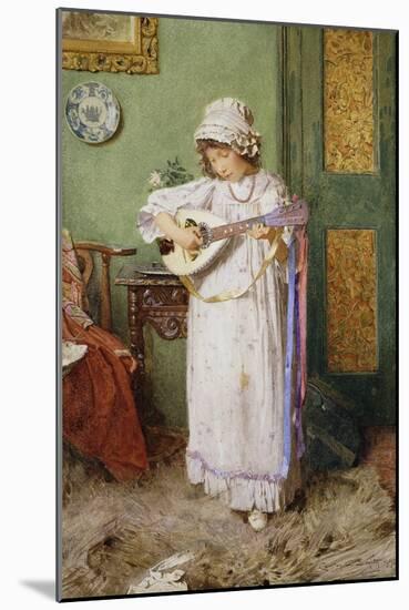 A Girl Playing a Mandolin, 1899 (Pencil and Watercolour Heightened with White)-Carlton Alfred Smith-Mounted Giclee Print