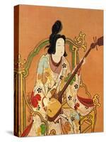 A Girl Playing a Shamisen, Second Half of the 17th C-null-Stretched Canvas