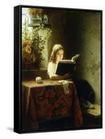 A Girl Reading; Das Lesende Madchen, 1871-Johann Georg Meyer-Framed Stretched Canvas