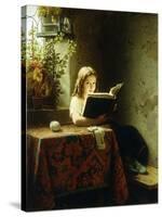 A Girl Reading; Das Lesende Madchen, 1871-Johann Georg Meyer-Stretched Canvas