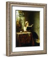 A Girl Reading; Das Lesende Madchen, 1871-Johann Georg Meyer-Framed Giclee Print