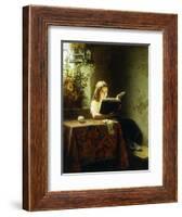 A Girl Reading; Das Lesende Madchen, 1871-Johann Georg Meyer-Framed Giclee Print