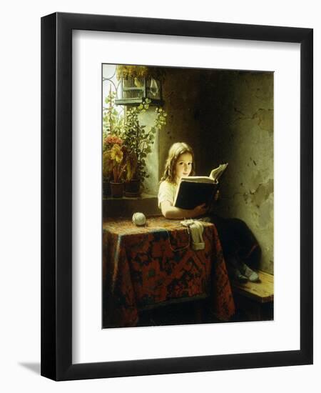 A Girl Reading; Das Lesende Madchen, 1871-Johann Georg Meyer-Framed Giclee Print