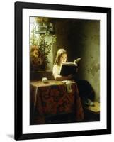 A Girl Reading; Das Lesende Madchen, 1871-Johann Georg Meyer-Framed Giclee Print