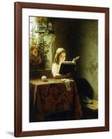 A Girl Reading; Das Lesende Madchen, 1871-Johann Georg Meyer-Framed Giclee Print