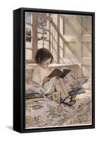 A Girl Reading, from 'A Child's Garden of Verses' by Robert Louis Stevenson, Published 1885-Jessie Willcox-Smith-Framed Stretched Canvas