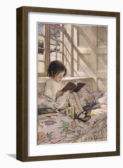 A Girl Reading, from 'A Child's Garden of Verses' by Robert Louis Stevenson, Published 1885-Jessie Willcox-Smith-Framed Premium Giclee Print