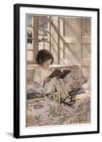 A Girl Reading, from 'A Child's Garden of Verses' by Robert Louis Stevenson, Published 1885-Jessie Willcox-Smith-Framed Giclee Print