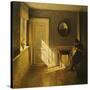 A Girl Reading in an Interior-Peter Ilsted-Stretched Canvas