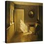 A Girl Reading in an Interior-Peter Ilsted-Stretched Canvas