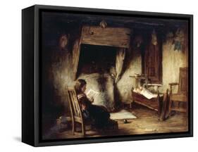 A Girl Reading-George Paul Chalmers-Framed Stretched Canvas