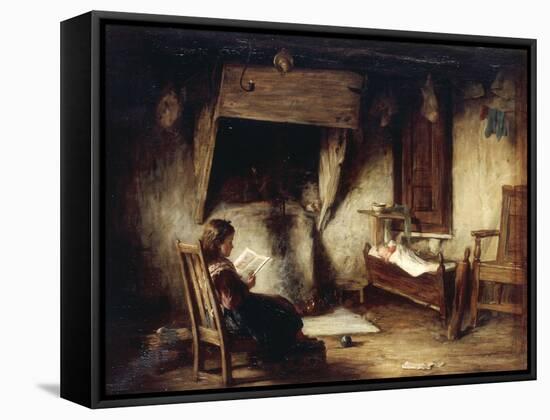 A Girl Reading-George Paul Chalmers-Framed Stretched Canvas