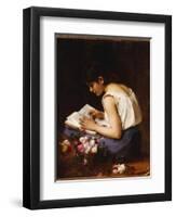 A Girl Reading-Alexei Alexevich Harlamoff-Framed Giclee Print