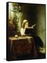 A Girl Reading-Meyer Johan Georg-Framed Stretched Canvas