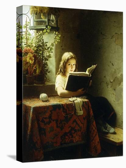 A Girl Reading-Meyer Johan Georg-Stretched Canvas