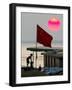 A Girl Rests on a Boat Below the Chinese National Flag-null-Framed Photographic Print