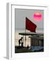 A Girl Rests on a Boat Below the Chinese National Flag-null-Framed Photographic Print