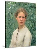 A Girl's Head, 1886 (Oil on Canvas)-George Clausen-Stretched Canvas