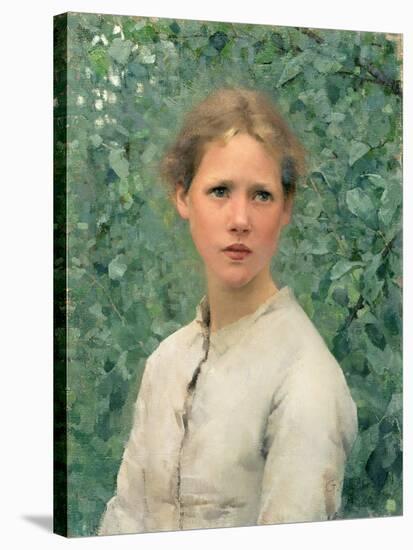 A Girl's Head, 1886 (Oil on Canvas)-George Clausen-Stretched Canvas