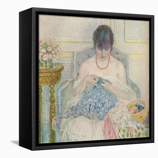 A Girl Sewing, C1894-1914, (1914)-Frederick Carl Frieseke-Framed Stretched Canvas