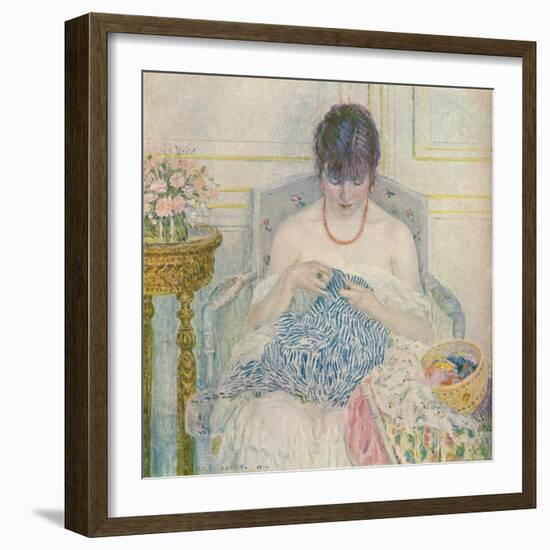 A Girl Sewing, C1894-1914, (1914)-Frederick Carl Frieseke-Framed Giclee Print