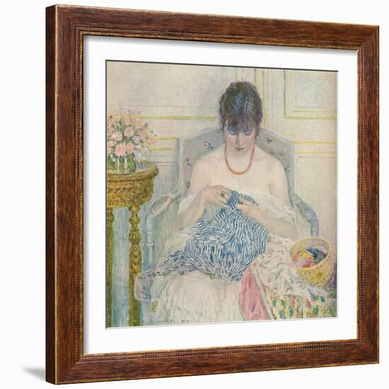 A Girl Sewing, C1894-1914, (1914)-Frederick Carl Frieseke-Framed Giclee Print