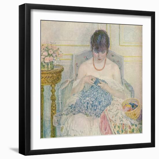 A Girl Sewing, C1894-1914, (1914)-Frederick Carl Frieseke-Framed Giclee Print