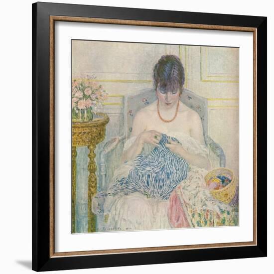 A Girl Sewing, C1894-1914, (1914)-Frederick Carl Frieseke-Framed Giclee Print