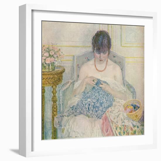 A Girl Sewing, C1894-1914, (1914)-Frederick Carl Frieseke-Framed Giclee Print