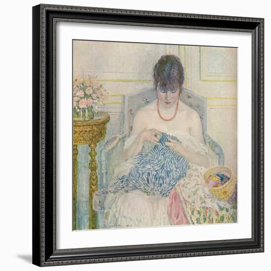 A Girl Sewing, C1894-1914, (1914)-Frederick Carl Frieseke-Framed Giclee Print