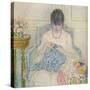 A Girl Sewing, C1894-1914, (1914)-Frederick Carl Frieseke-Stretched Canvas