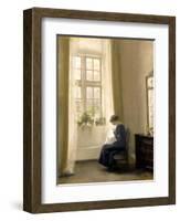 A Girl Sewing in an Interior-Carl Holsoe-Framed Giclee Print