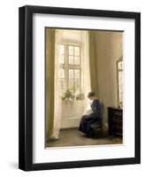 A Girl Sewing in an Interior-Carl Holsoe-Framed Giclee Print