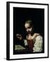 A Girl Sewing-Antonio Amorosi-Framed Giclee Print