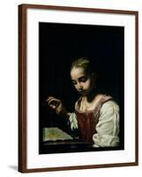 A Girl Sewing-Antonio Amorosi-Framed Giclee Print