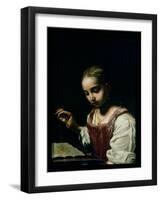 A Girl Sewing-Antonio Amorosi-Framed Giclee Print