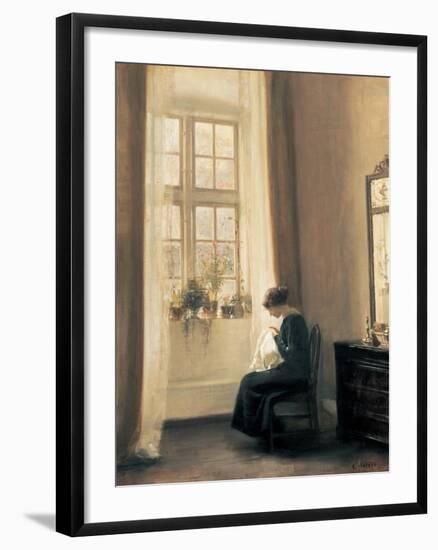 A Girl Sewing-Carl Holsoe-Framed Art Print