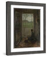 A Girl Sits in the Doorway of a House to Peel Potatoes-Jozef Israels-Framed Art Print