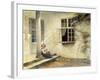 A Girl Sitting on a Porch, Liselund-Peter Ilsted-Framed Giclee Print