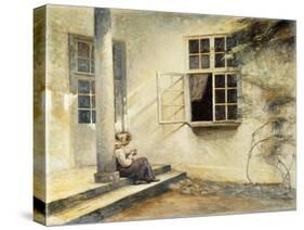 A Girl Sitting on a Porch, Liselund-Peter Ilsted-Stretched Canvas