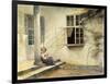 A Girl Sitting on a Porch, Liselund-Peter Ilsted-Framed Giclee Print