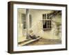 A Girl Sitting on a Porch, Liselund-Peter Ilsted-Framed Giclee Print