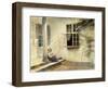 A Girl Sitting on a Porch, Liselund-Peter Ilsted-Framed Giclee Print