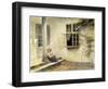 A Girl Sitting on a Porch, Liselund-Peter Ilsted-Framed Giclee Print