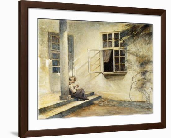 A Girl Sitting on a Porch, Liselund-Peter Ilsted-Framed Giclee Print