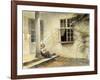 A Girl Sitting on a Porch, Liselund-Peter Ilsted-Framed Giclee Print