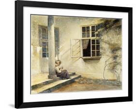 A Girl Sitting on a Porch, Liselund-Peter Ilsted-Framed Giclee Print