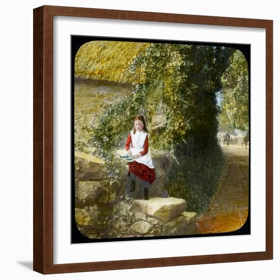 A Girl Sitting on a Wall by a Country Lane on a Summer's Day-null-Framed Photographic Print